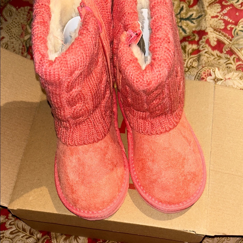 LivCoral Cozy Pink Knit Boots , please see size chart